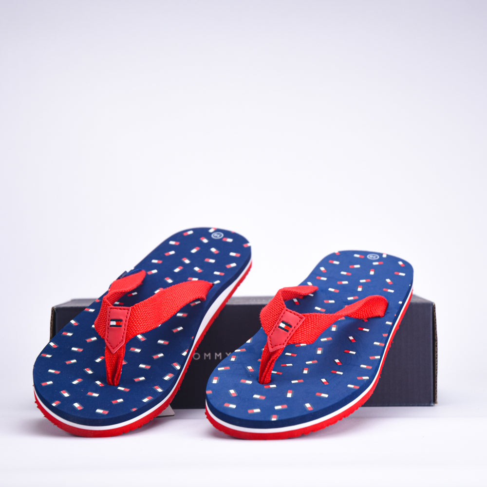 Tommy Hilfiger Tongs Imprimé Flag Bleu et Rouge Femme