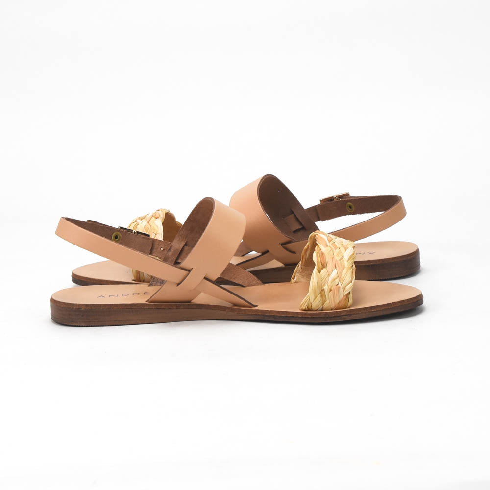 André Sandales Plates Cuir et Tressées Femme