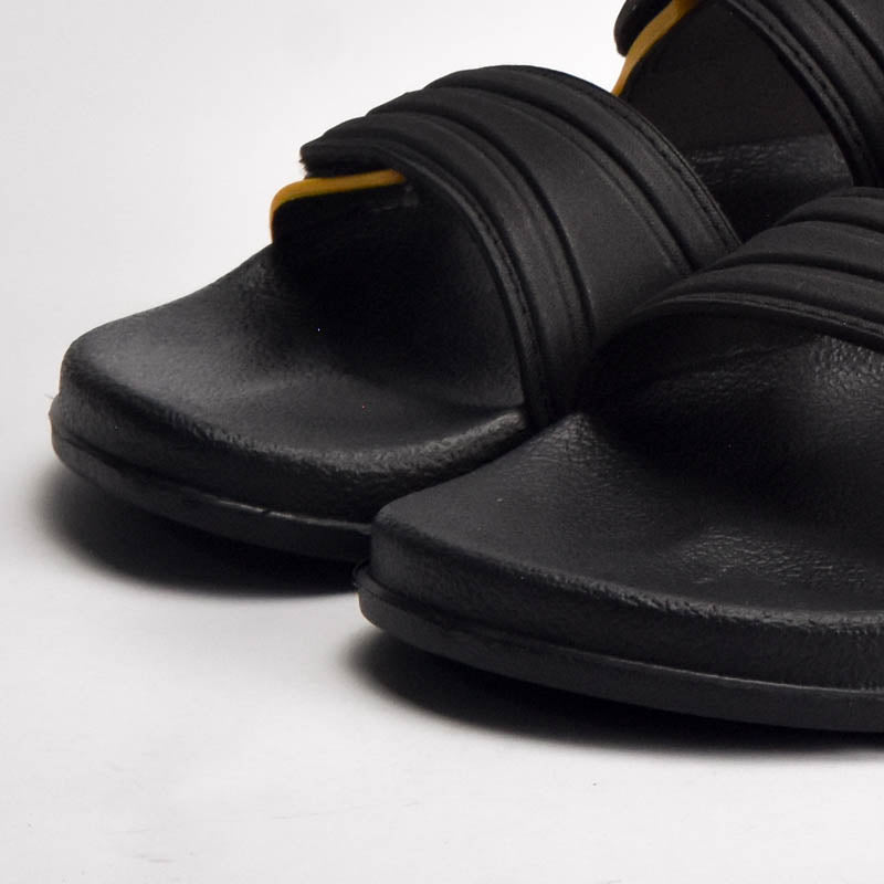 Kito Claquettes Confortables Noir et Jaune Homme