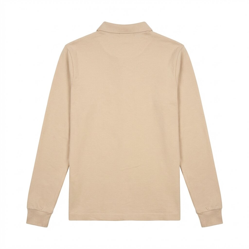 Polo Manches Longues Beige Homme Style Décontracté
