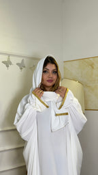 Lala Fatma Ensemble Prière Blanc Broderie Dorée Femme