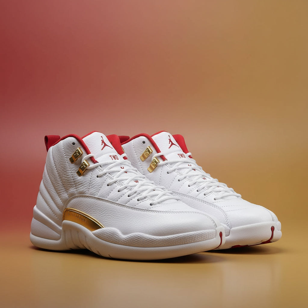 Kimland Baskets Montantes Style Sportif Blanc et Or Homme