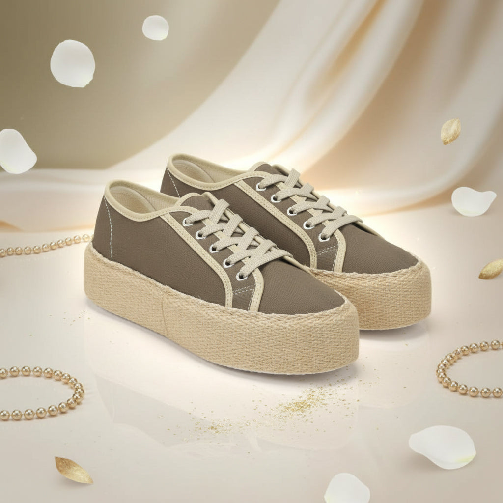 André Baskets Plateforme Toile Femme