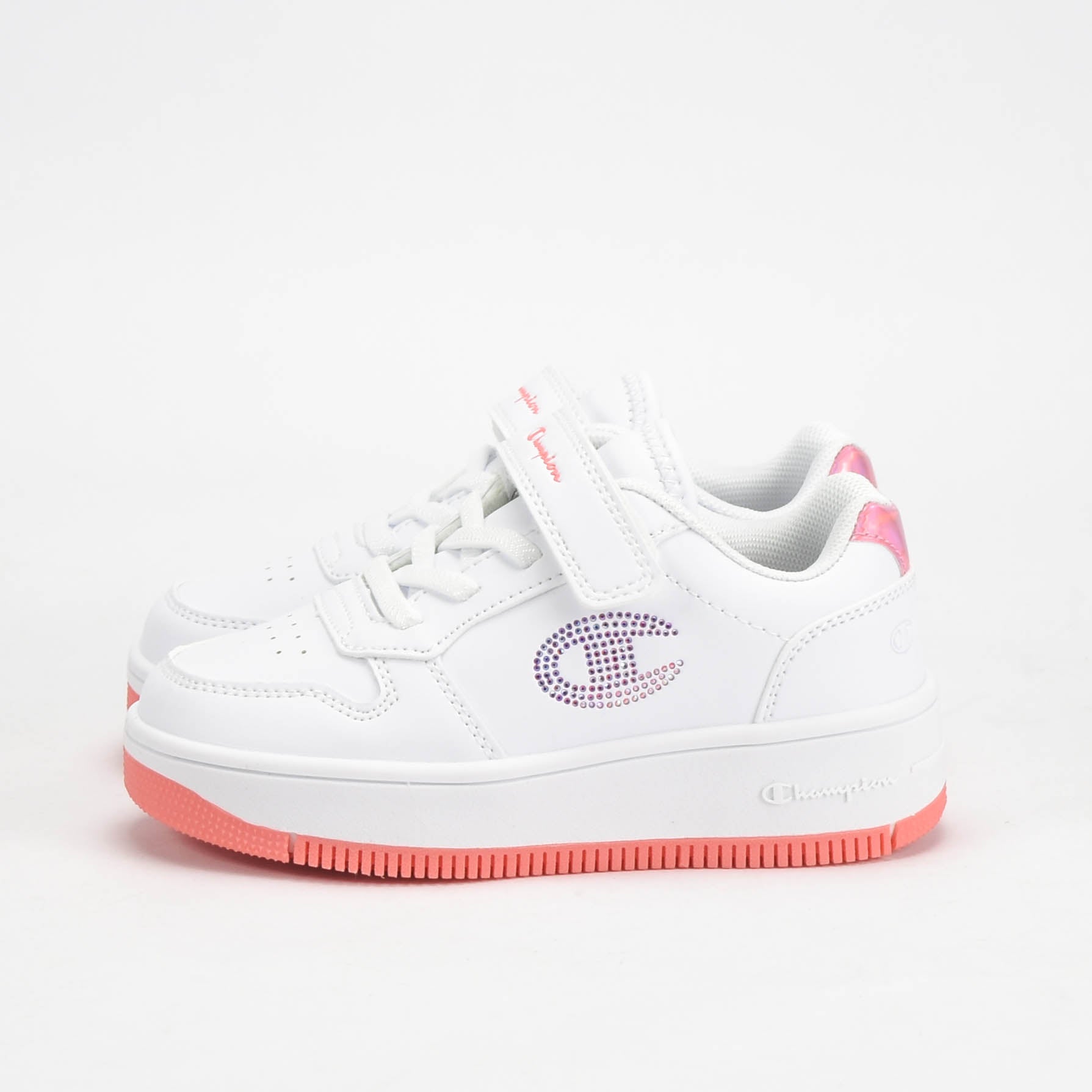 Champion Baskets Rebound Basses Blanches et Roses Fille