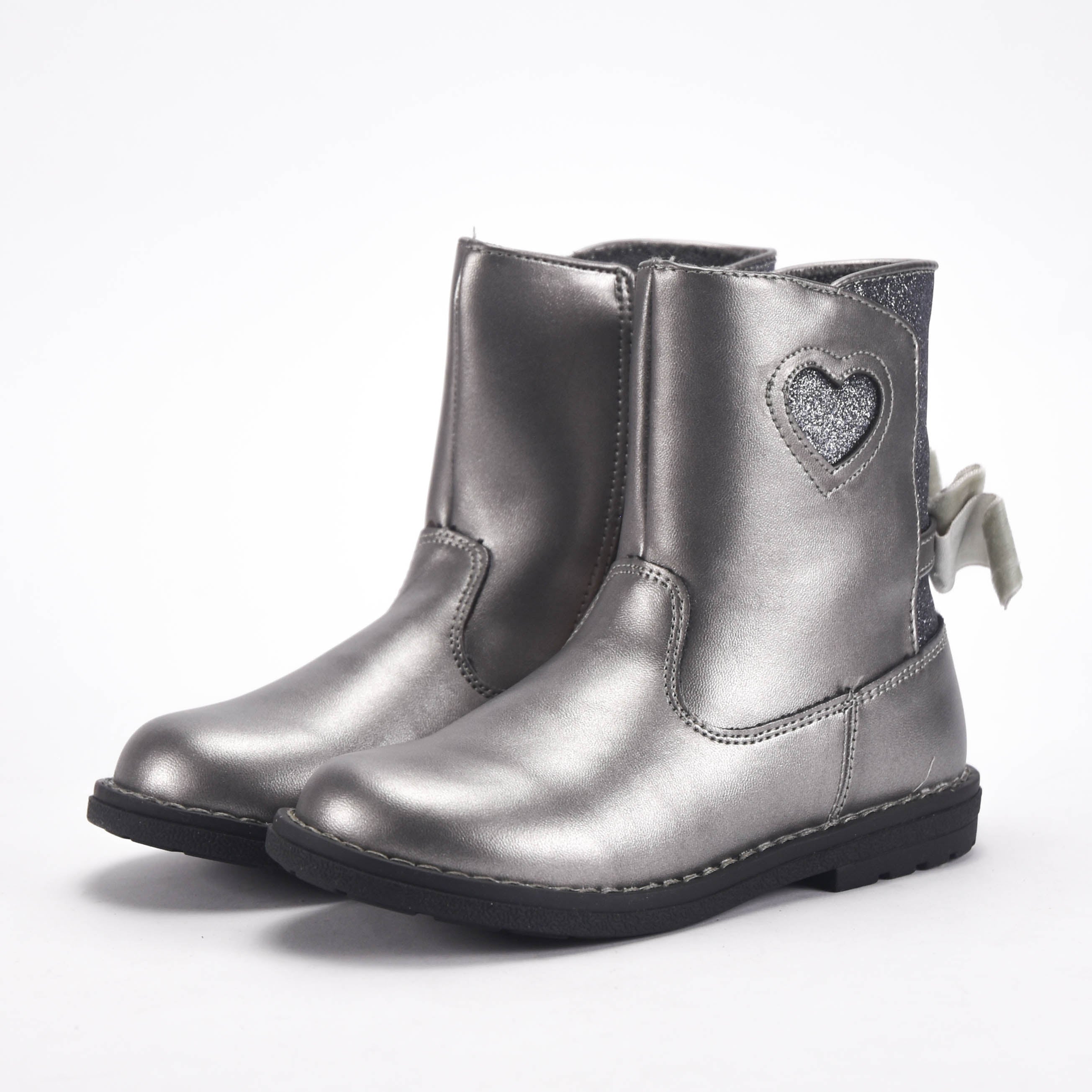 Chicco Bottines Argentées avec Cœur et Paillettes Fille