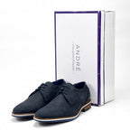 André Chaussures Derby Cuir Bleu Marine Élégantes Homme