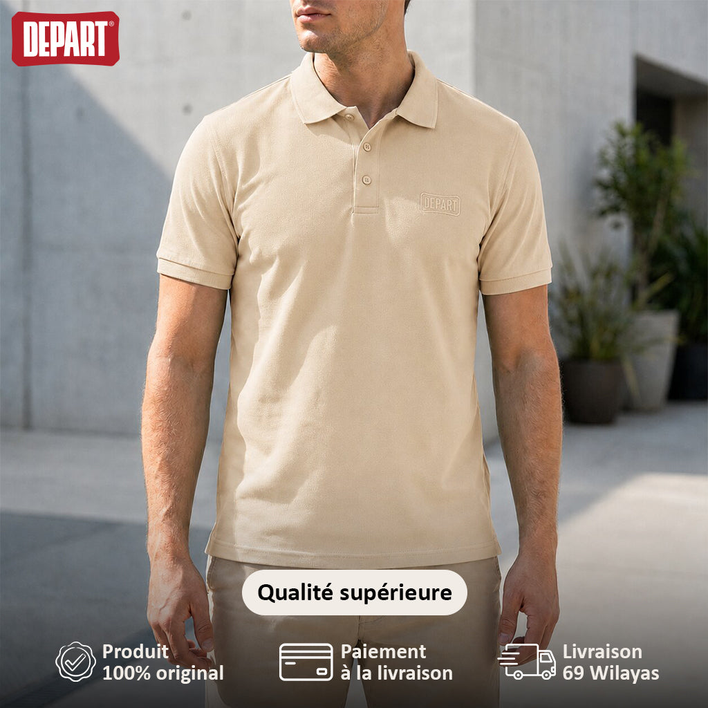 Départ Polo Homme Beige Élégant et Confortable