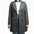 Veste Longue Croisée Style Blazer Femme Vert Texturé