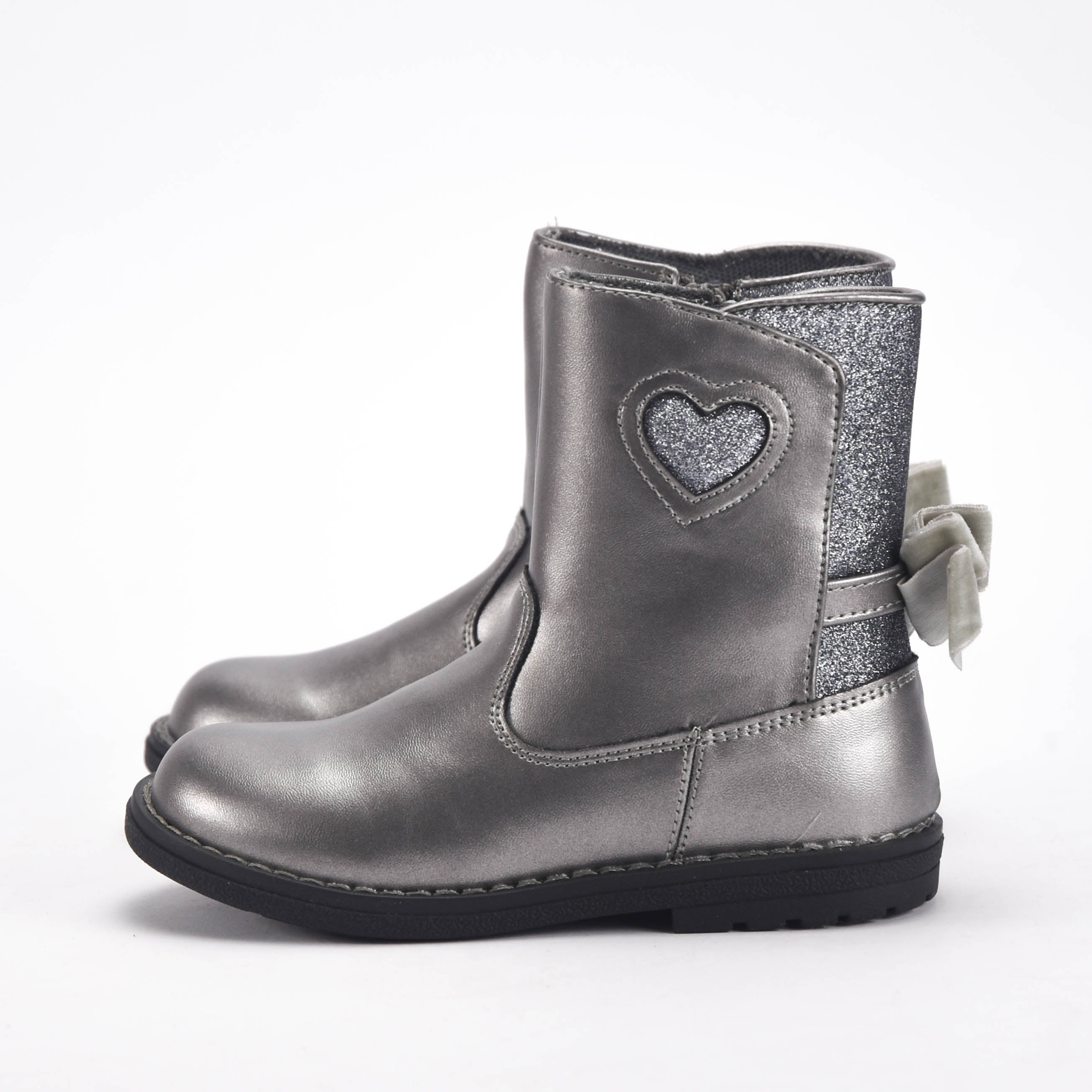 Chicco Bottines Argentées avec Cœur et Paillettes Fille