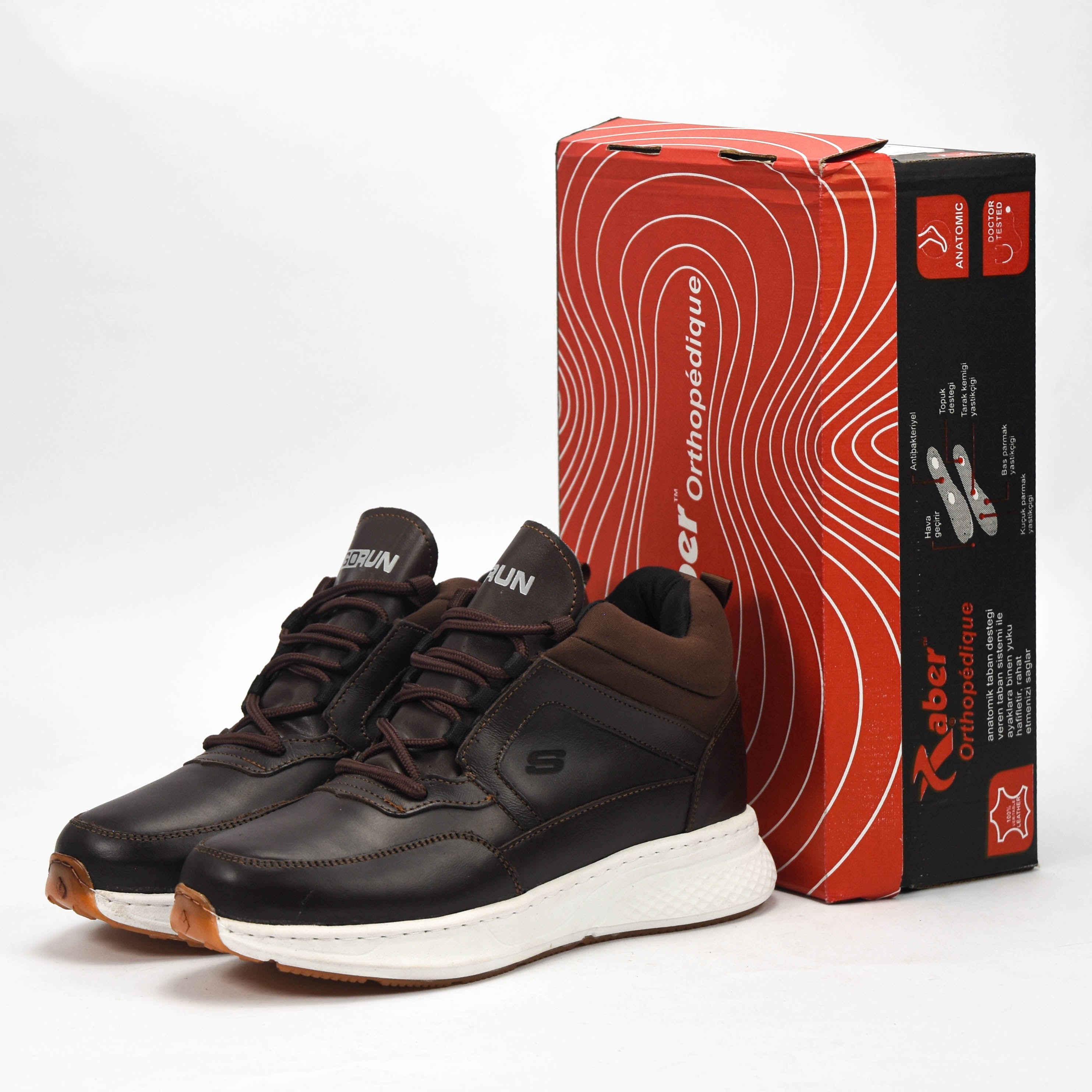 Raber Chaussures Orthopédiques en Cuir Marron Homme
