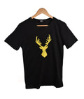 T-shirt NOIR ET JAUNE MOTIF CERF