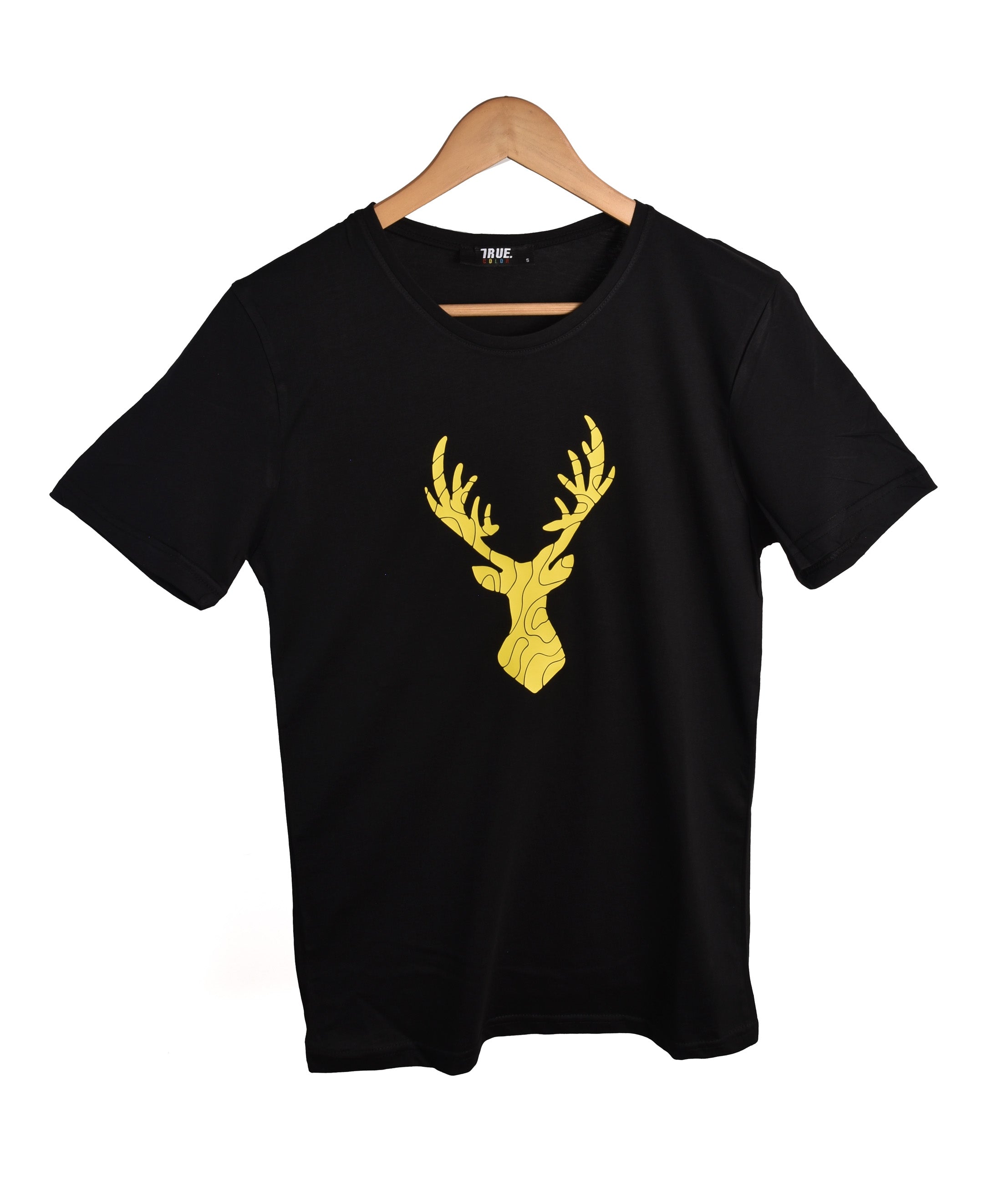 T-shirt NOIR ET JAUNE MOTIF CERF