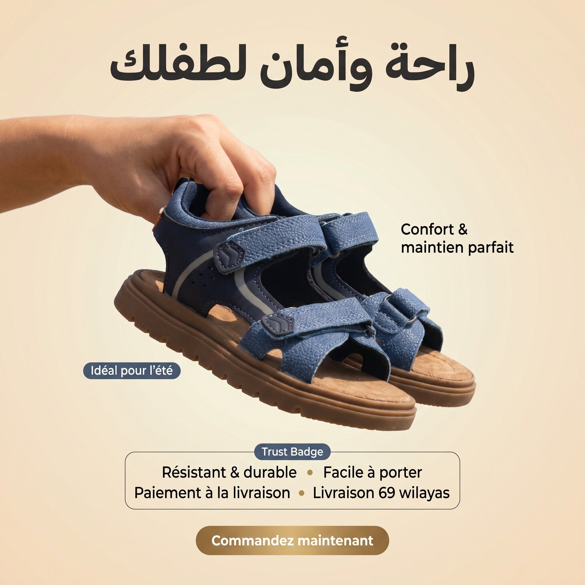 Kimland Sandales Confortables à Scratch Enfant