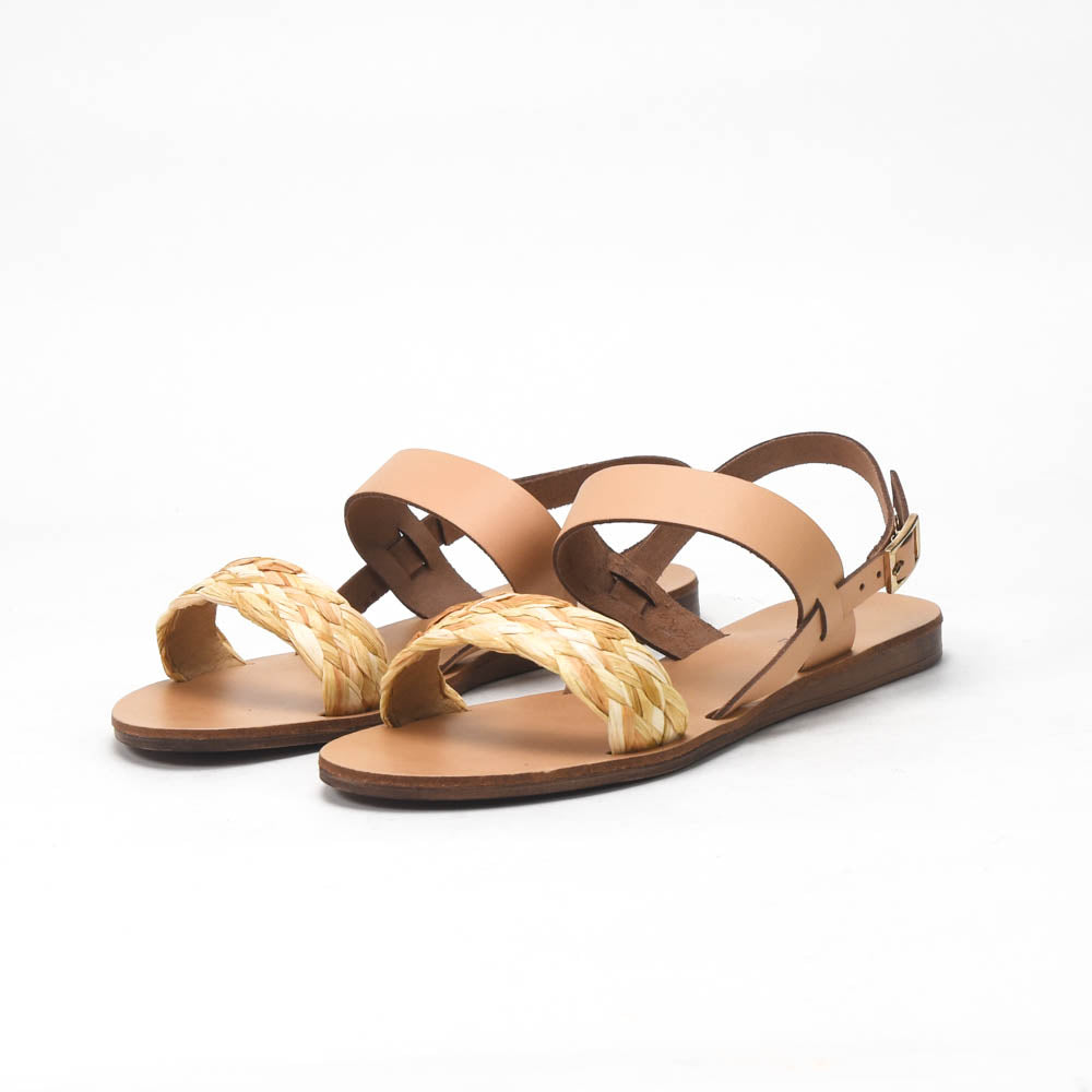 André Sandales Plates Cuir et Tressées Femme