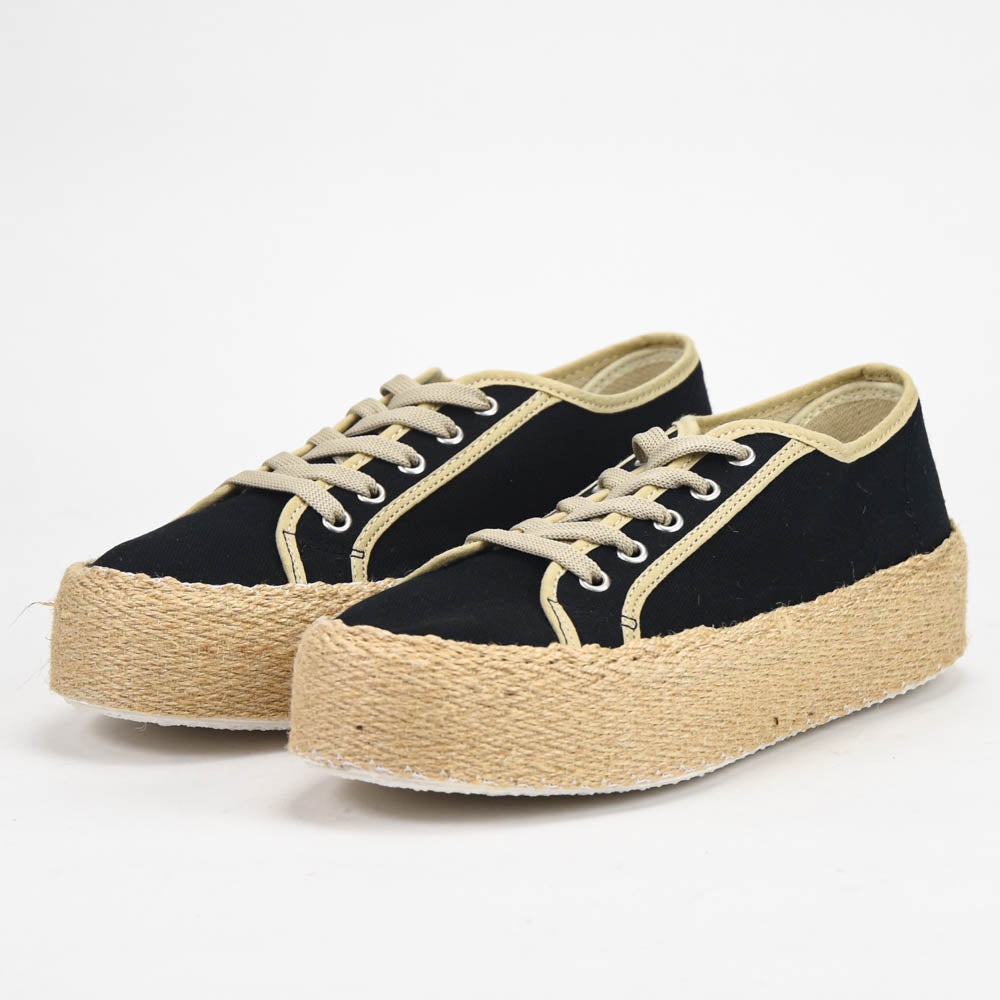 André Espadrilles Plateforme Toile Noir Femme