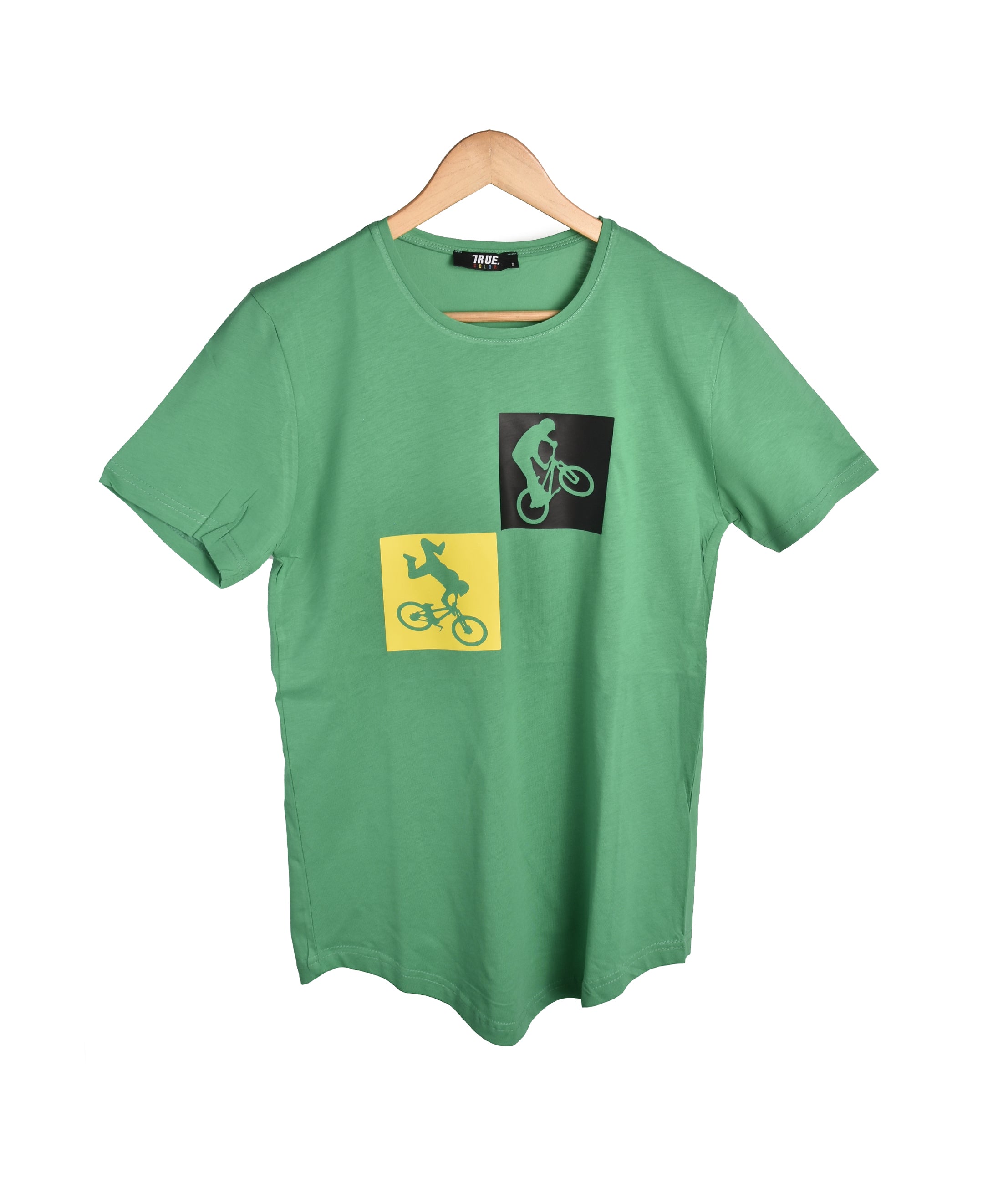 T-shirt VERT 2 LOGO VELO JAUNE ET NOIR