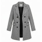 Veste Blazer Femme Motif Pied-de-Poule Élégante