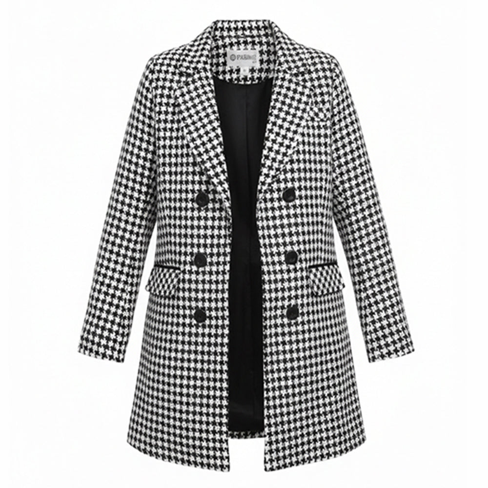 Veste Blazer Femme Motif Pied-de-Poule Élégante