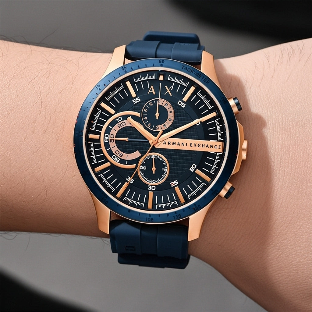 Armani Exchange Montre Chronographe Cadran Bleu Homme