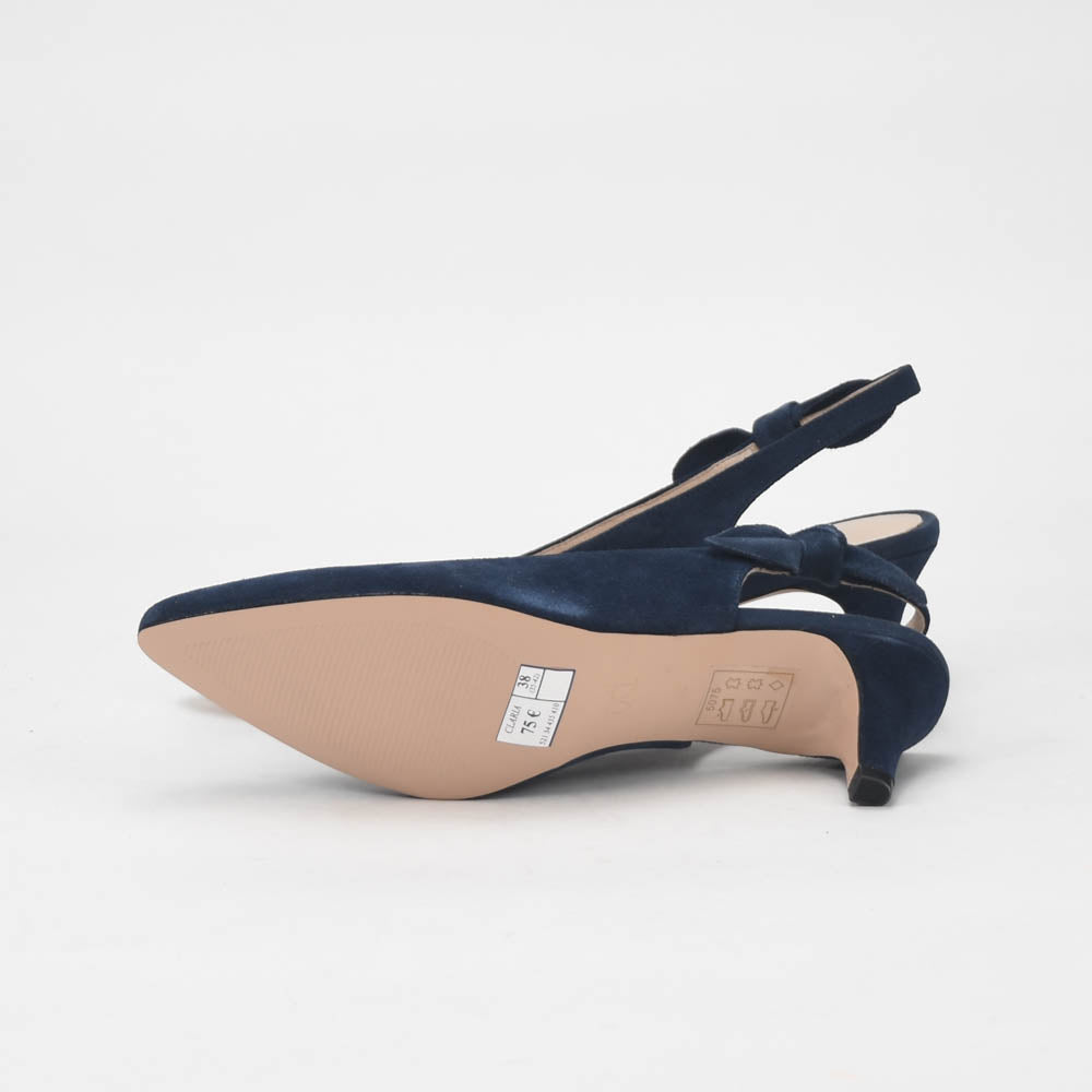 André Escarpins Slingback Daim Bleu Élégants Femme
