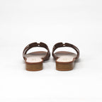 André Sandales Plates Tressées Marron Femme