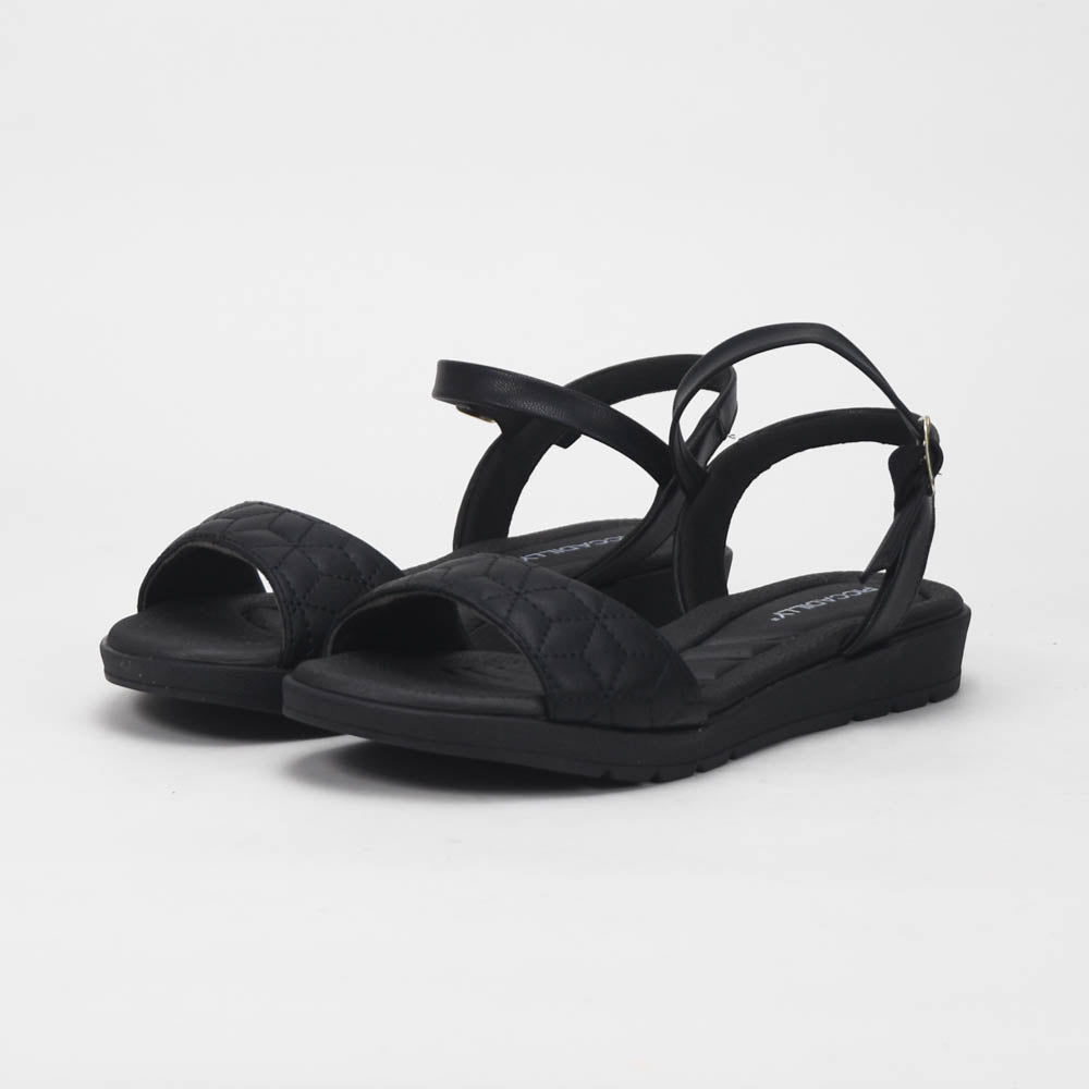 Piccadilly Sandales Confortables Matelassées Noir Femme
