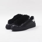 André Baskets Noires Fourrure Élégantes Femme