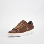Safety Jogger Baskets Basses Marron Détails Dorés Femme