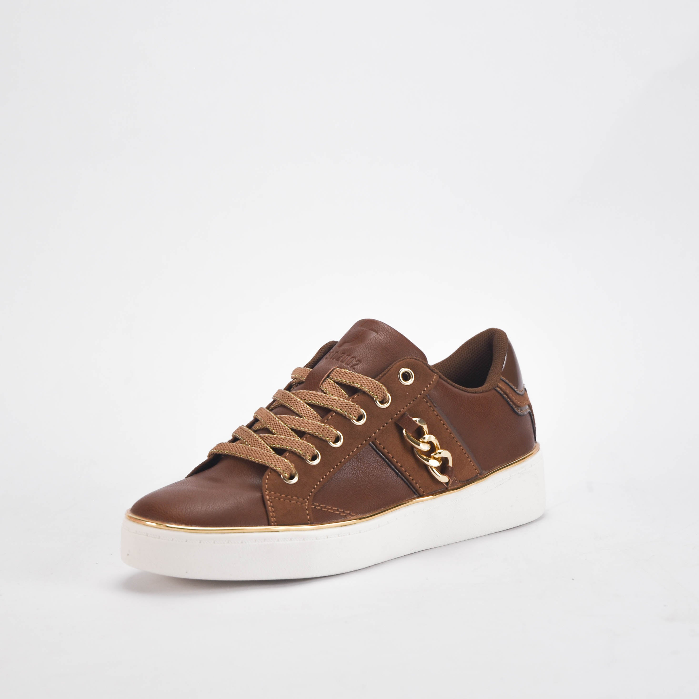 Safety Jogger Baskets Basses Marron Détails Dorés Femme