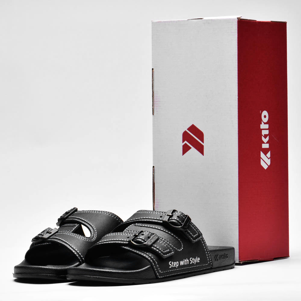 Kito Claquettes Confortables à Boucles Noir Homme