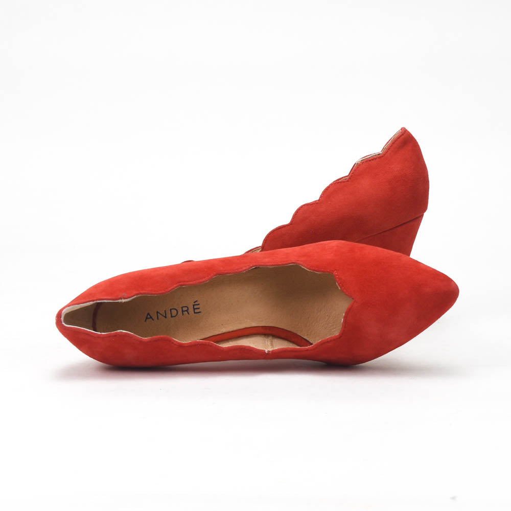 André Escarpins Daim Rouge Élégants Femme