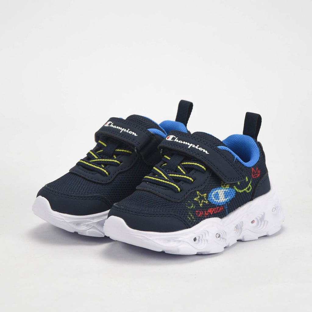 Champion Baskets Lumineuses à Scratch Enfant Bleu Marine