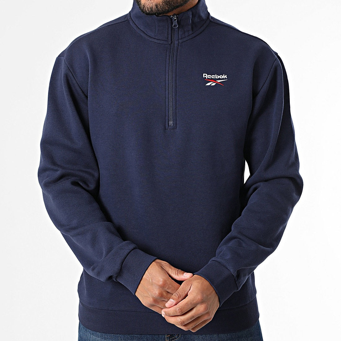 Reebok Sweat Col Zippé Molleton Confortable Homme