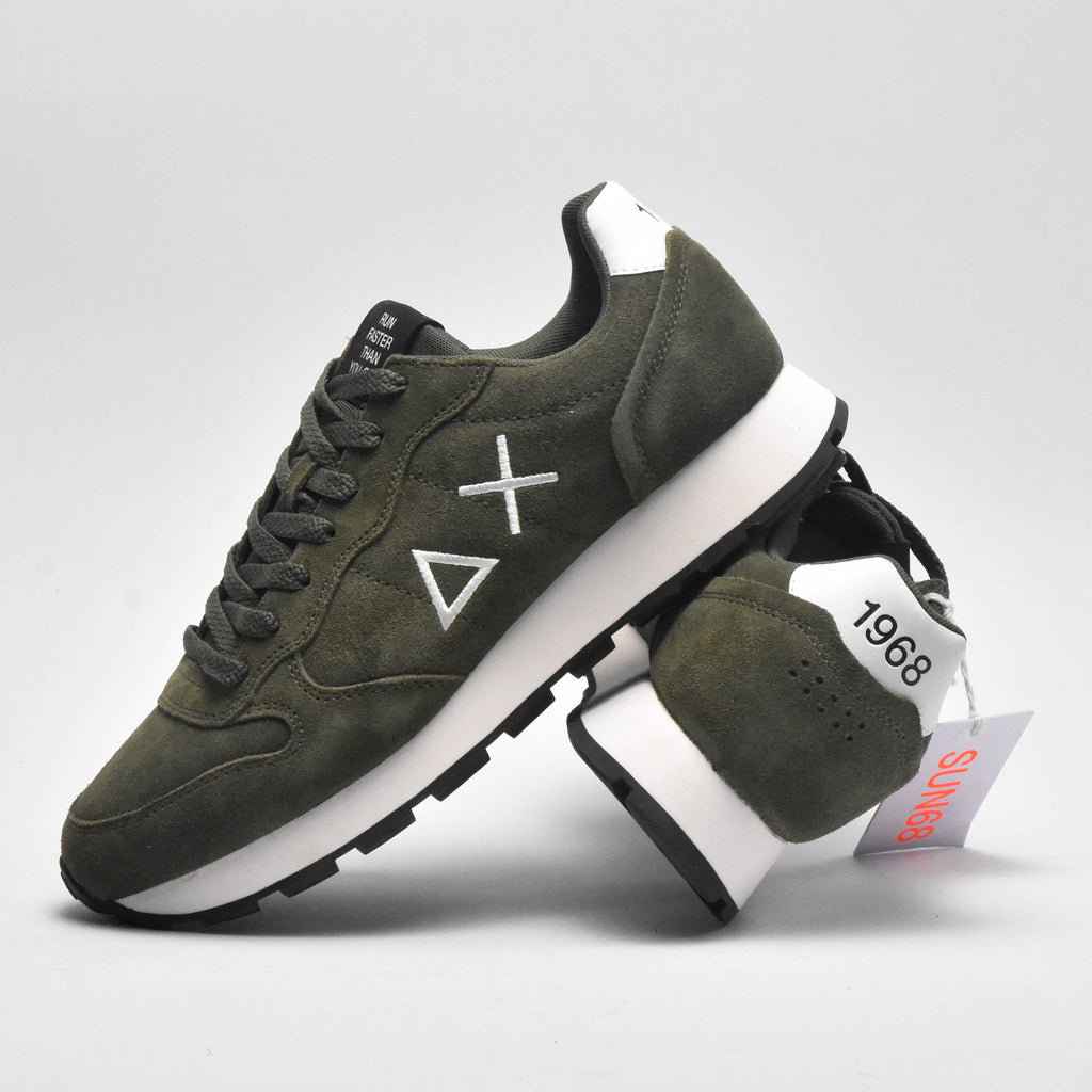 SUN68 Sneakers Tom Suede Vert Militaire Homme