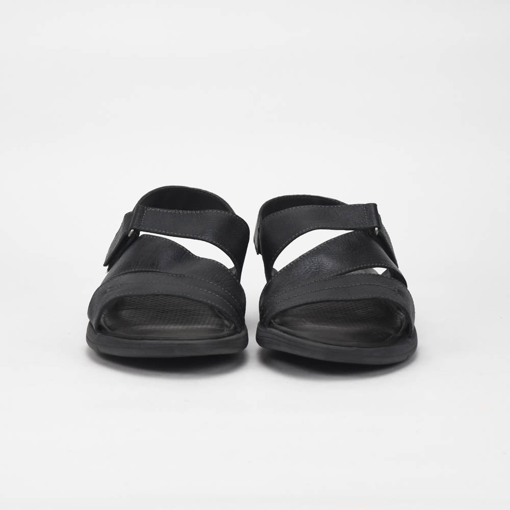 Democrata Sandales Confortables en Cuir Noir Homme