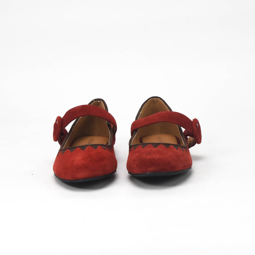 André Ballerines Daim Rouge Femme Élégantes