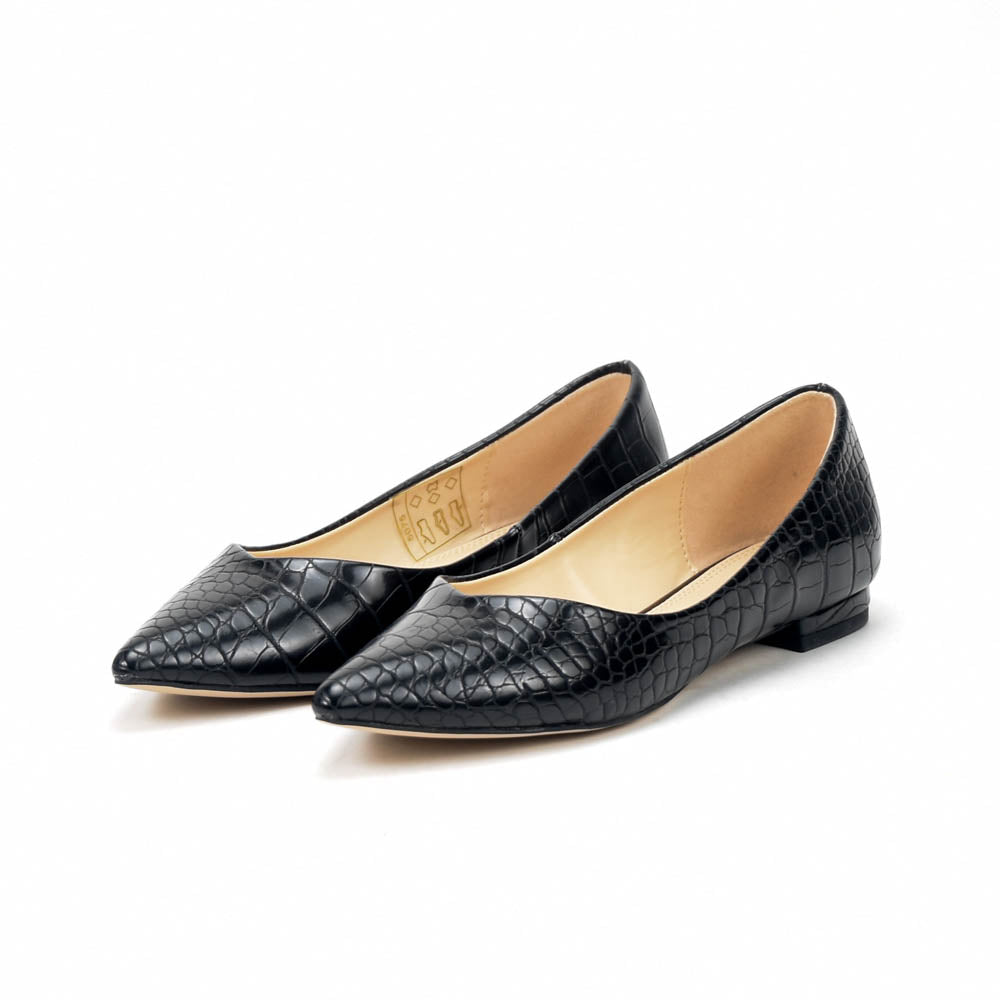 André Ballerines Femme Effet Croco Noir Élégantes