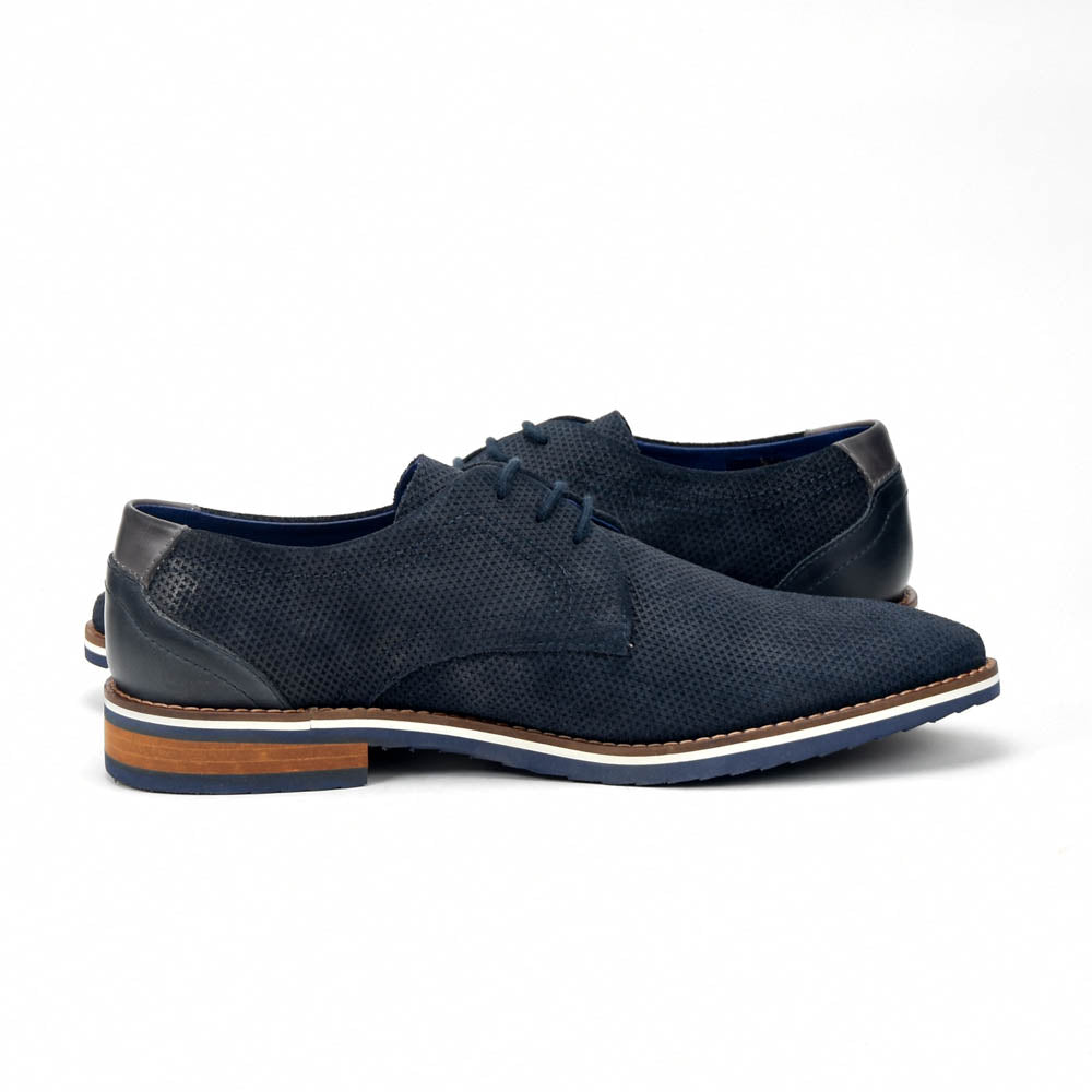 André Chaussures Derby Cuir Bleu Marine Élégantes Homme