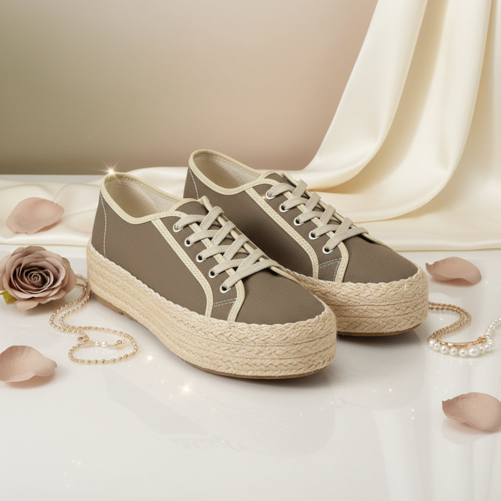André Baskets Plateforme Toile Femme