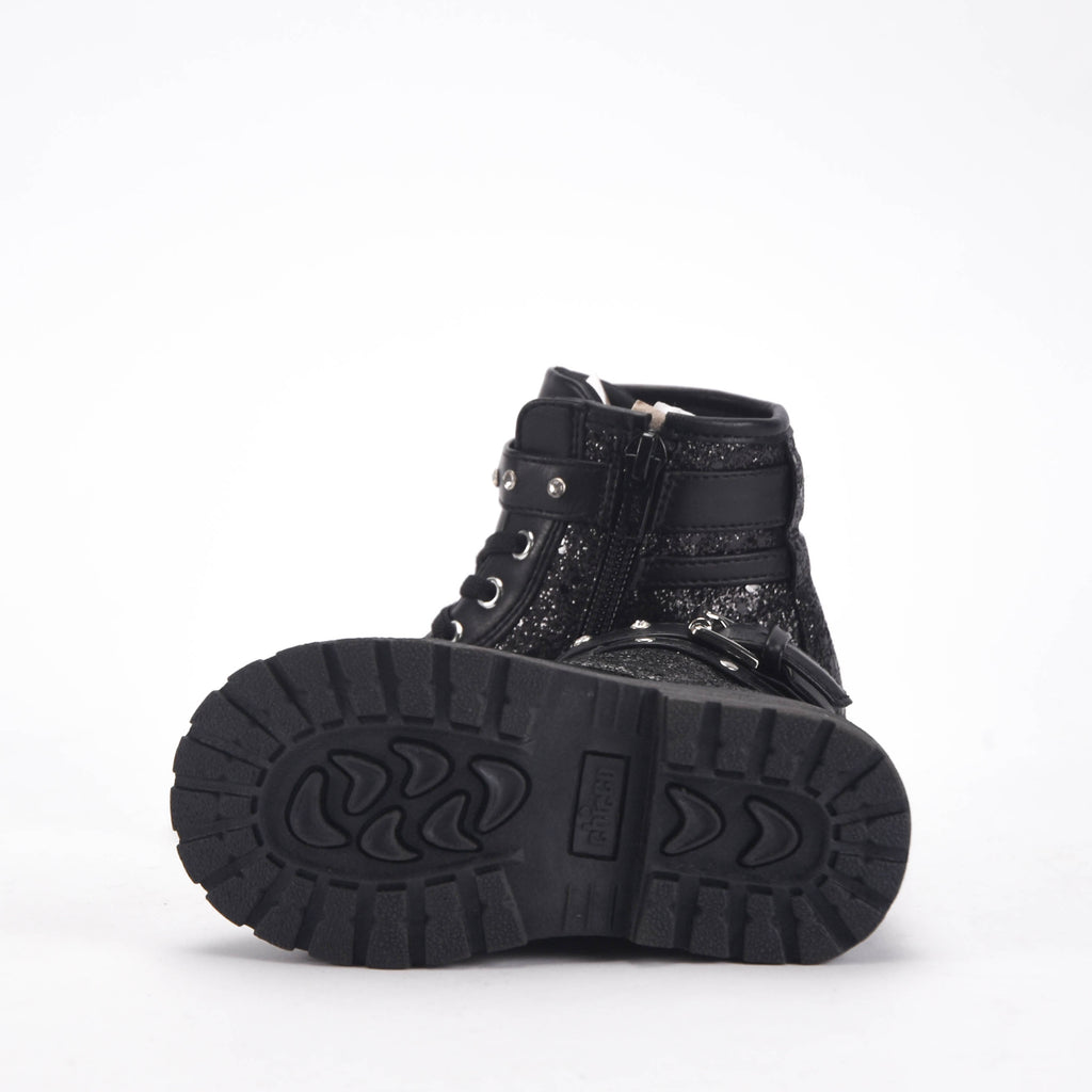 Chicco Bottines Noires à Paillettes et Clous Fille