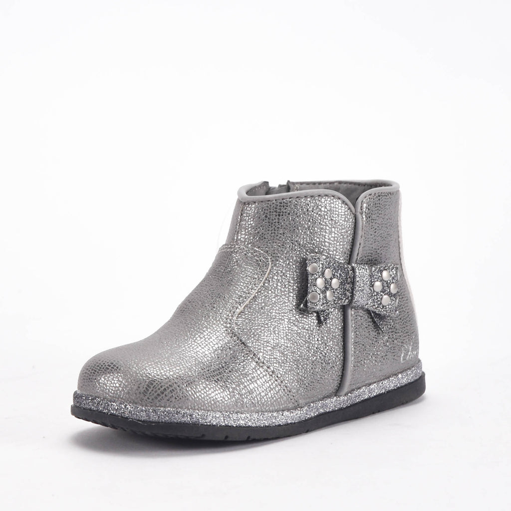 Chicco Bottines Argentées Brillantes avec Nœud Fille