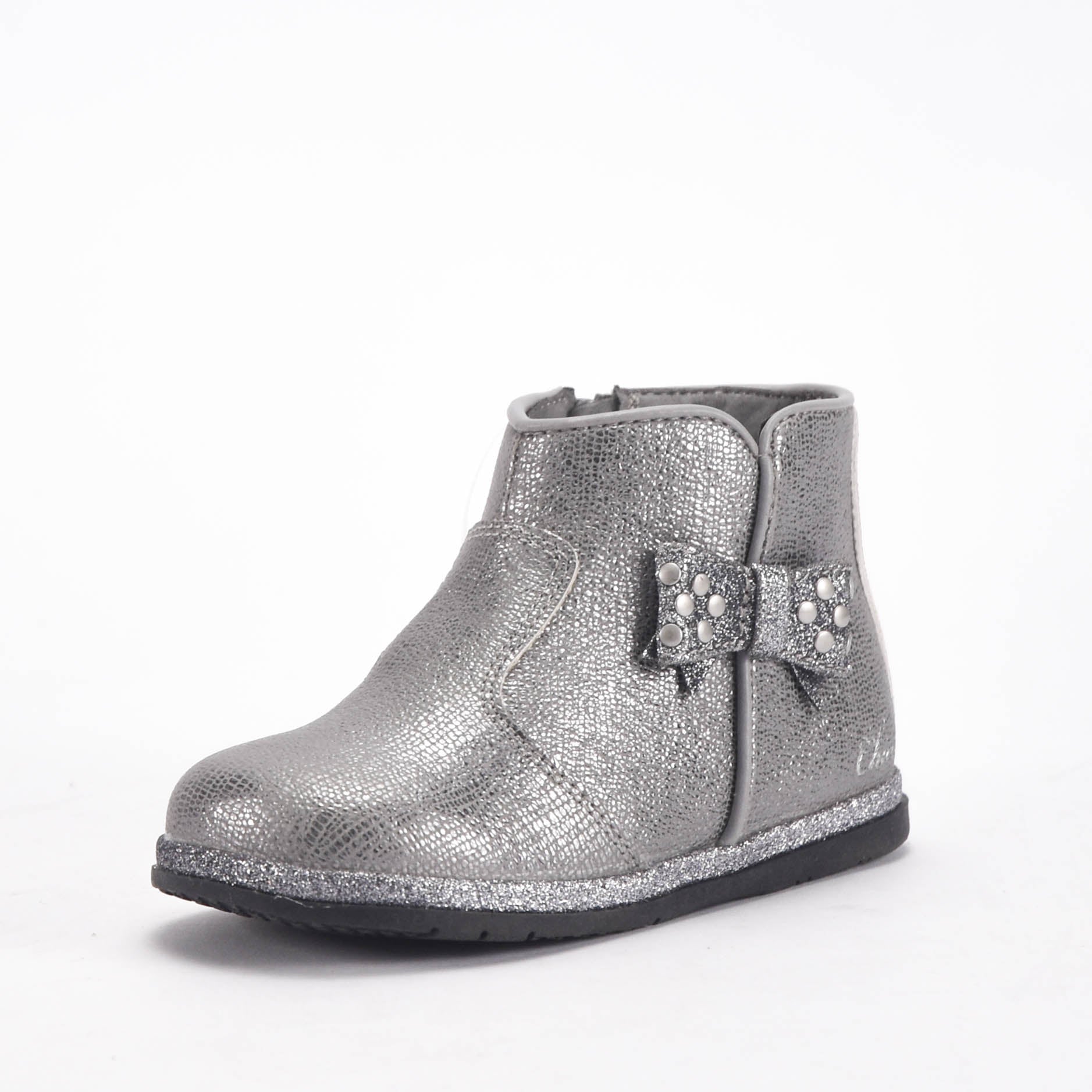 Chicco Bottines Argentées Brillantes avec Nœud Fille