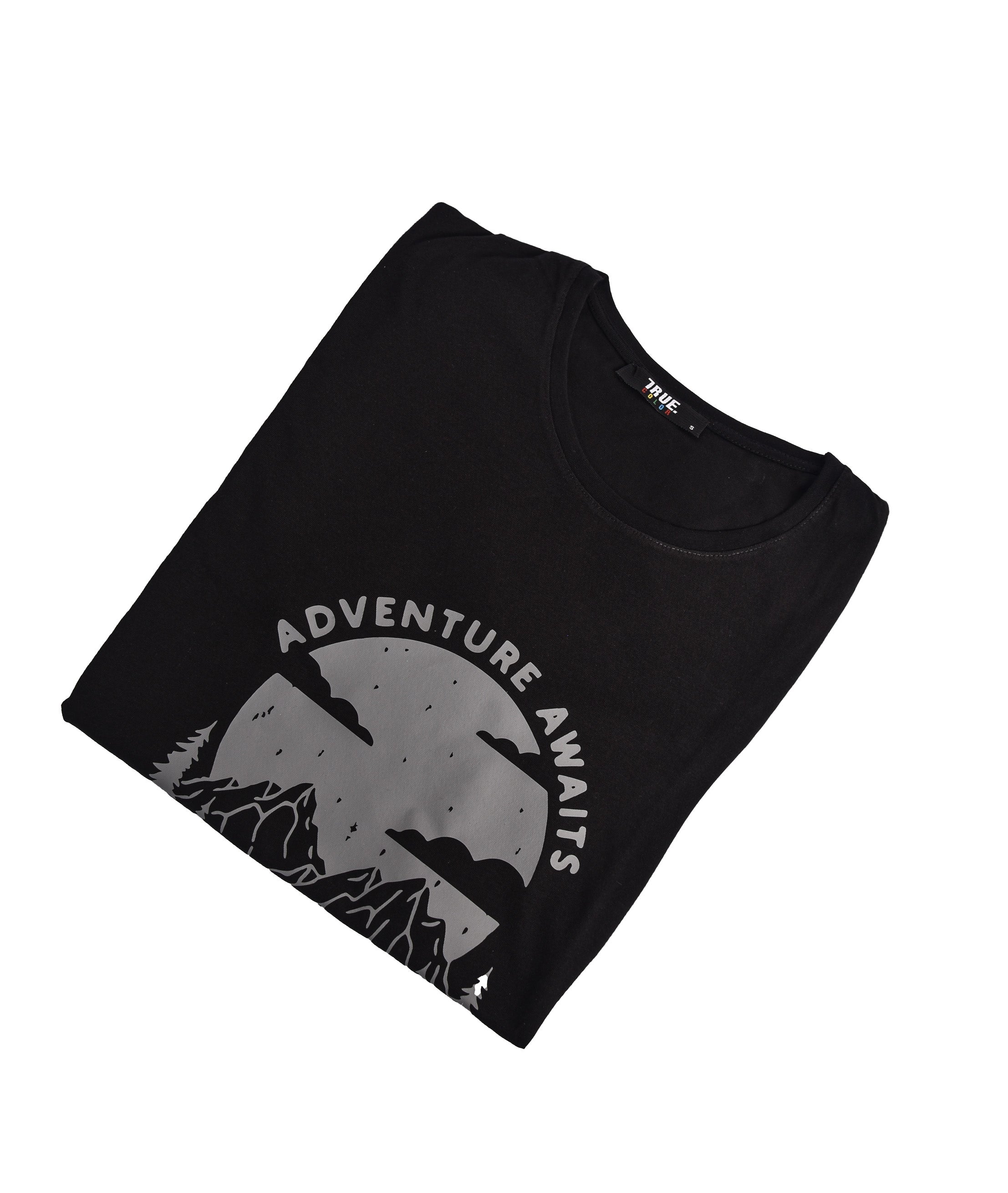 True Color T-shirt Noir Imprimé Adventure Awaits Homme