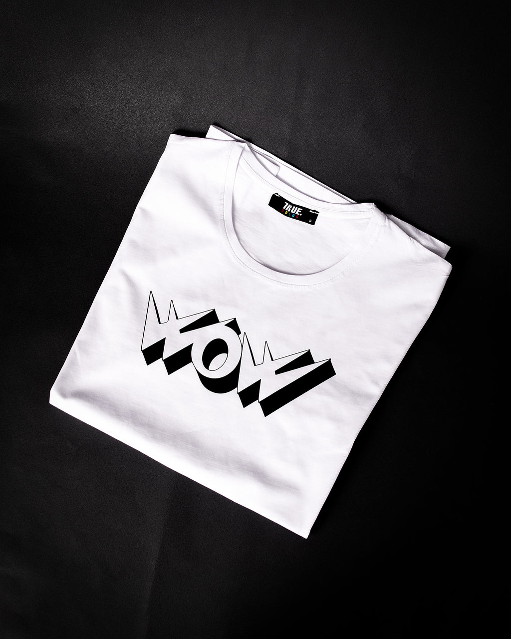 True T-shirt Blanc Imprimé WOW Homme