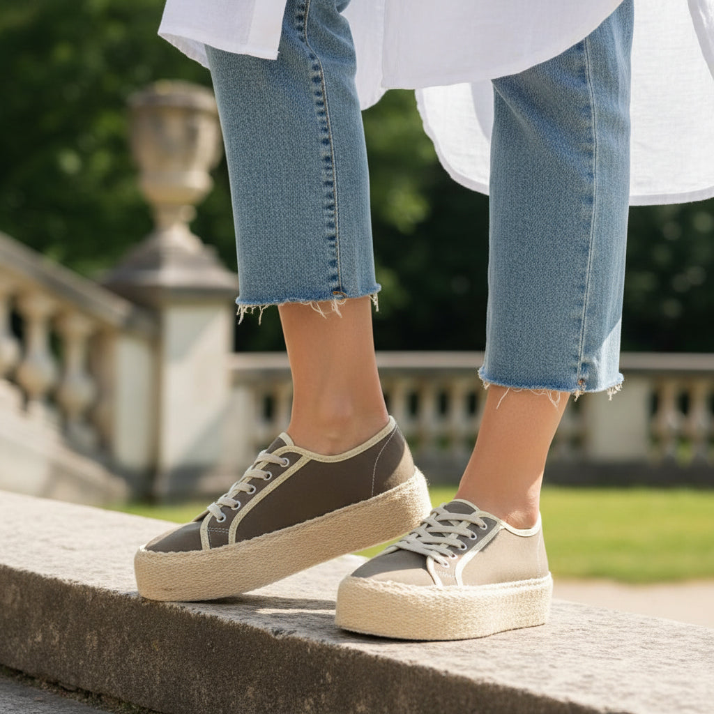 André Baskets Plateforme Toile Femme