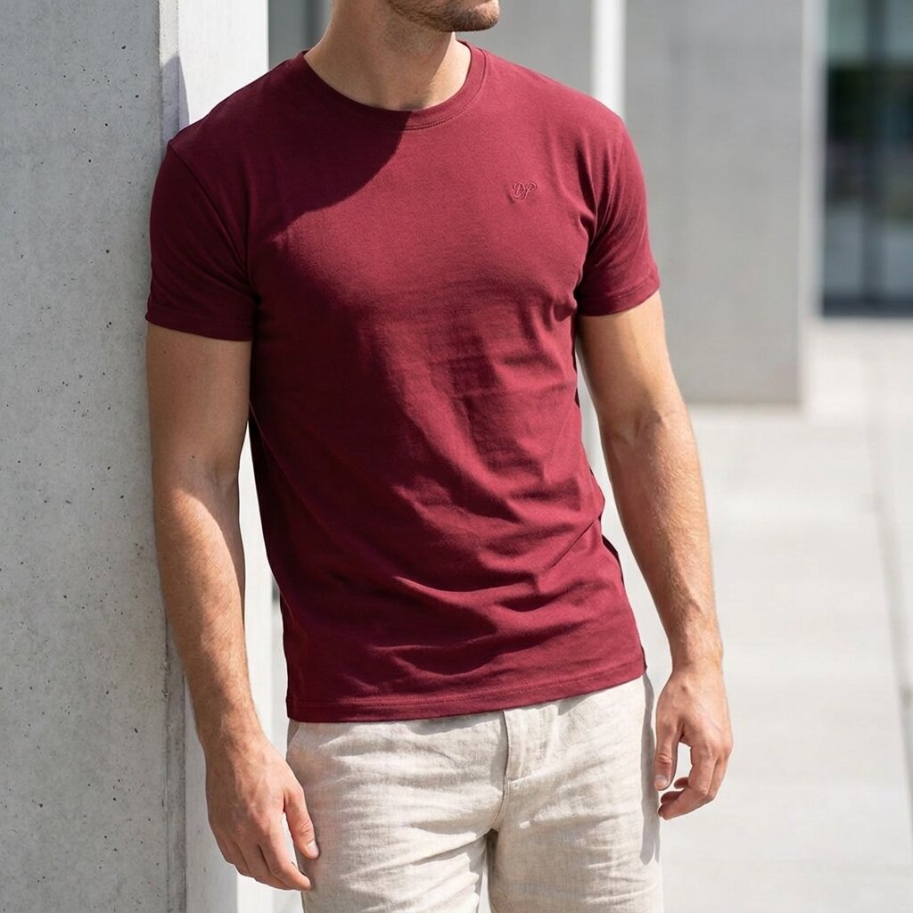 Depart T-Shirt Bordeaux en Coton pour Homme