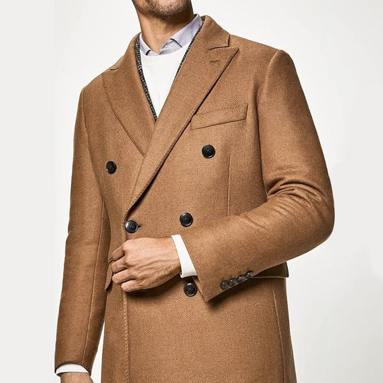 Hackett London Manteau Croisé Camel en Laine Homme
