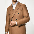 Hackett London Manteau Croisé Camel en Laine Homme