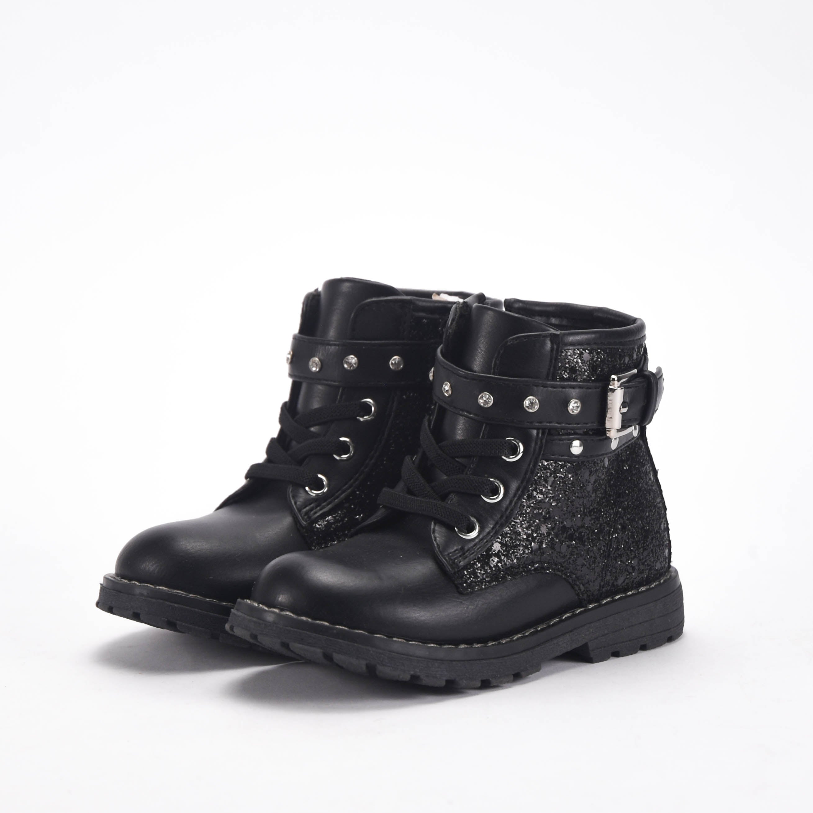 Chicco Bottines Noires à Paillettes et Clous Fille