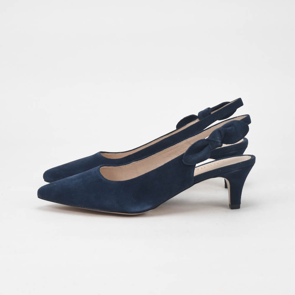 André Escarpins Slingback Daim Bleu Élégants Femme
